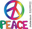 rainbow peace sign with hand.