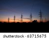 stock photo : Electric pylons at sunset