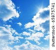 stock photo : Blue sky with clouds and sun.