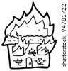 cartoon burning building